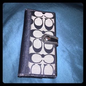 Black and grey monogram coach wallet